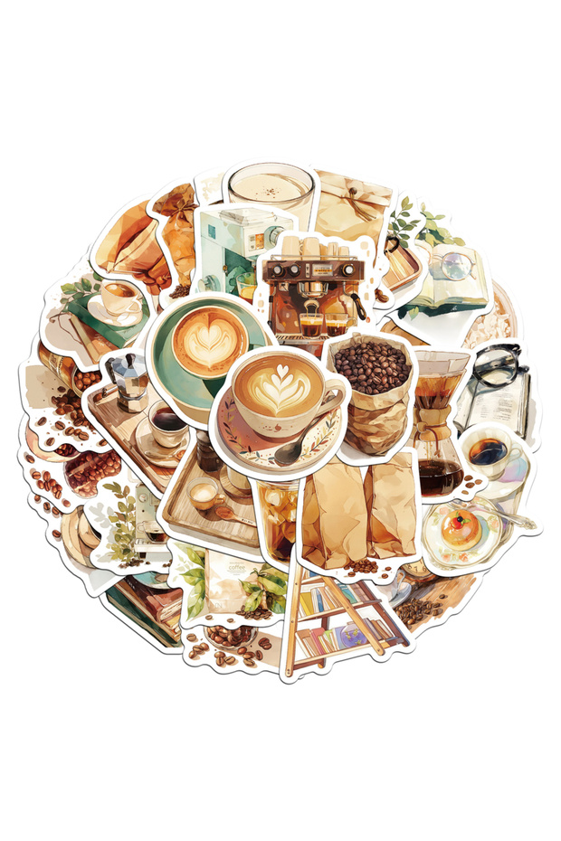 30PCS 30PCS Retro Coffee Series Sticker Pack Exquisite Hand Account Material Phone Case Laptop Lugga