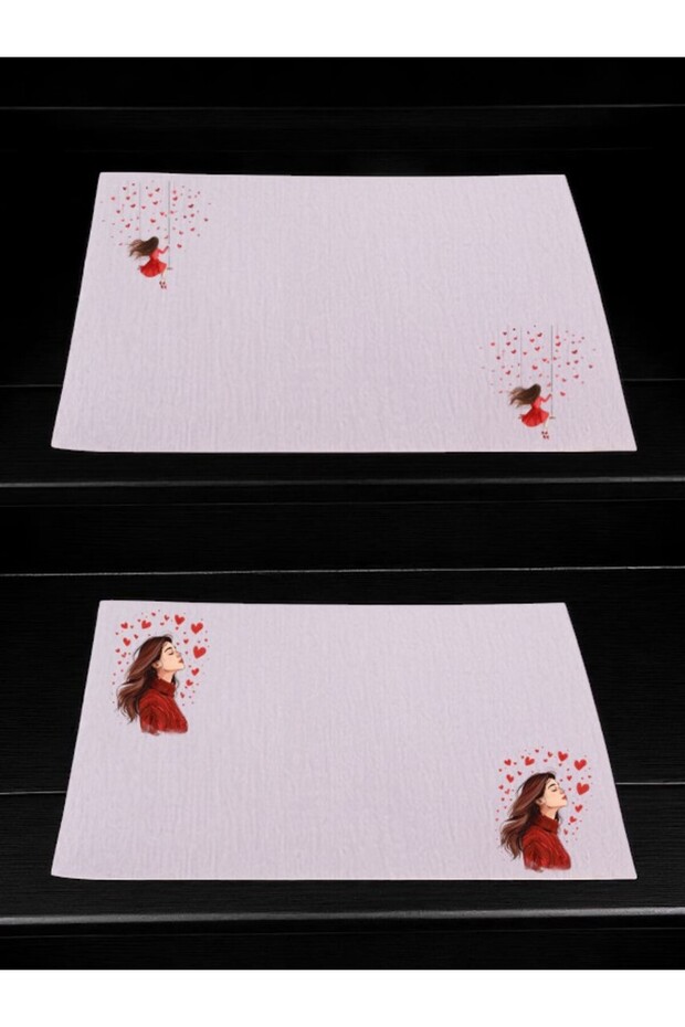Heart Women's Printed Kitchen Table 2-Piece Linen Serving Cloth 28X40 cm American Service