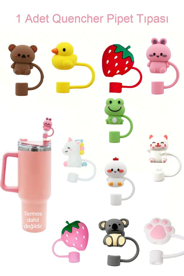 Quencher ve Pipetli Termos Uyumlu Silikon Pipet Tıpası Kapağı Quencher Pipet Tıpası 1 Adet - 1
