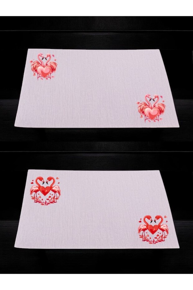 Heart and Flamengo Printed Kitchen Table 2-Piece Linen Serving Cloth 28X40 cm American Service