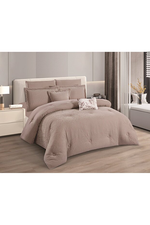 طقم لحاف من هورس نفرين 8قطع جاكار بنقشة عصرية عصرية ومميزة Serena-005
