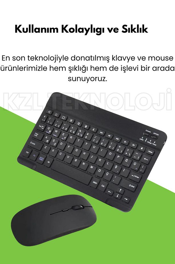 Tüm Cihazlara Uyumlu Akıllı Taşınabilir Şarjlı Kablosuz Bluetooth & Wireless Klavye Mouse Seti - 8