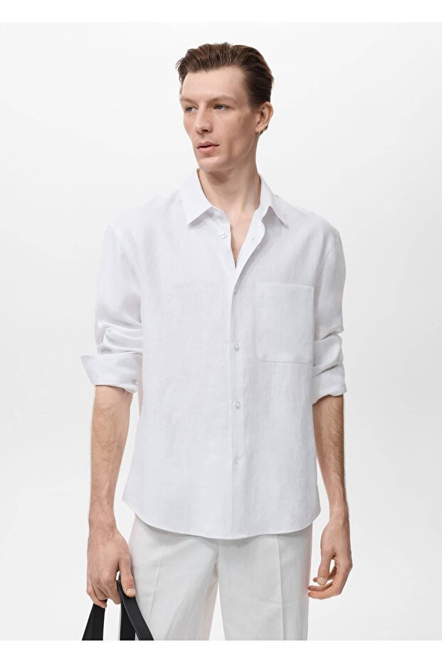 Cepli %100 keten gömlek - 1