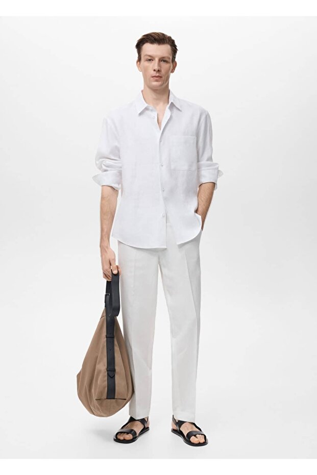 Cepli %100 keten gömlek - 2