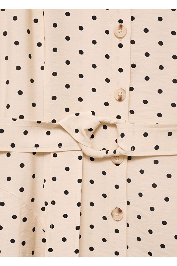 Puantiyeli gömlek elbise - 5