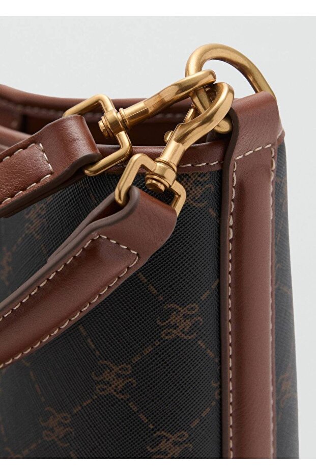 Kontrast desenli bucket çanta - 5