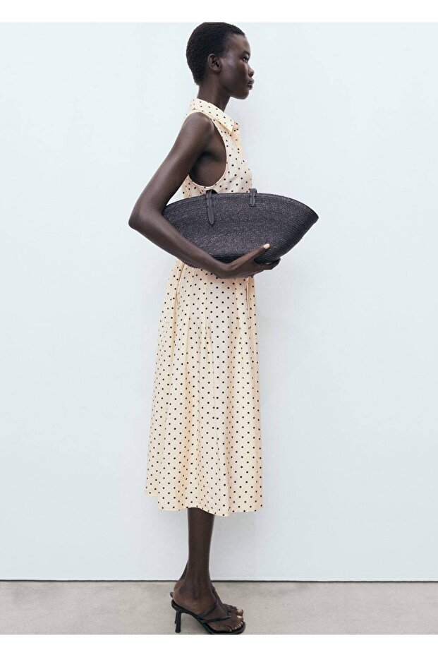 Puantiyeli gömlek elbise - 8