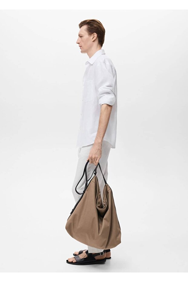 Cepli %100 keten gömlek - 5