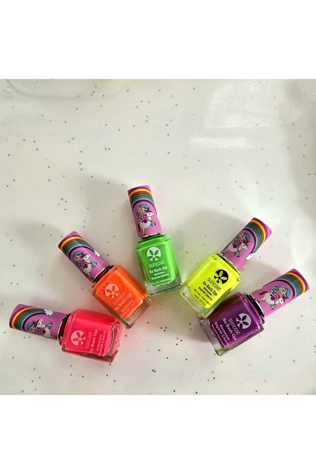 Unicorn Beauty Box - Neon (FOSFOR) Oje Renkleri - Panda Lip Gloss - Su Bazlı Çocuk Kişisel Bakım - 4