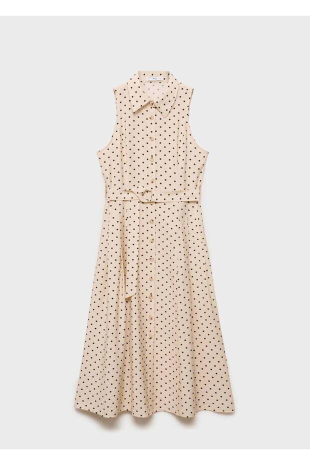 Puantiyeli gömlek elbise - 3