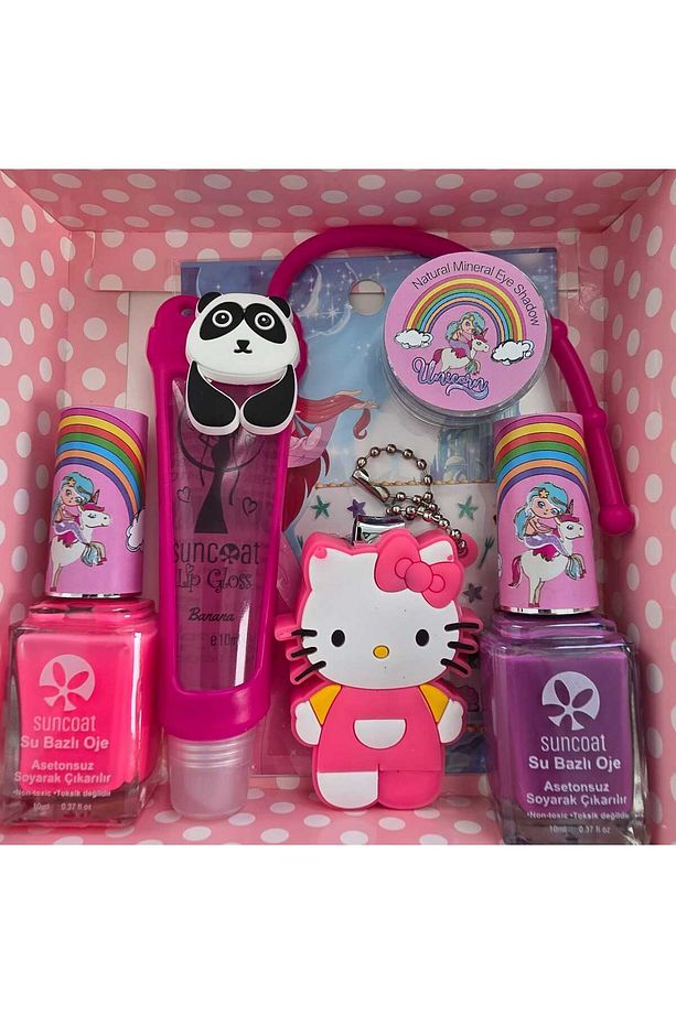 Unicorn Beauty Box - Neon (FOSFOR) Oje Renkleri - Panda Lip Gloss - Su Bazlı Çocuk Kişisel Bakım - 2