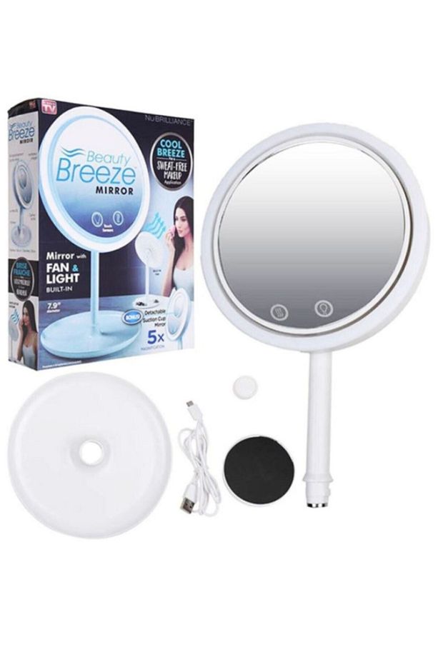 Fanlı, ışıklı, büyüteçli makyaj aynası, USB ve pilli, şık ve kullanışlı tasarım - 3