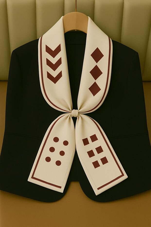 أوشحة منقوشة خاصة باللون الأبيض - 1