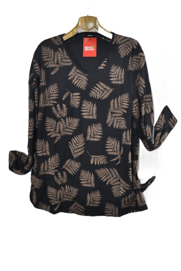 بلوزة قطنية ممشطة فائقة الحجم - 1