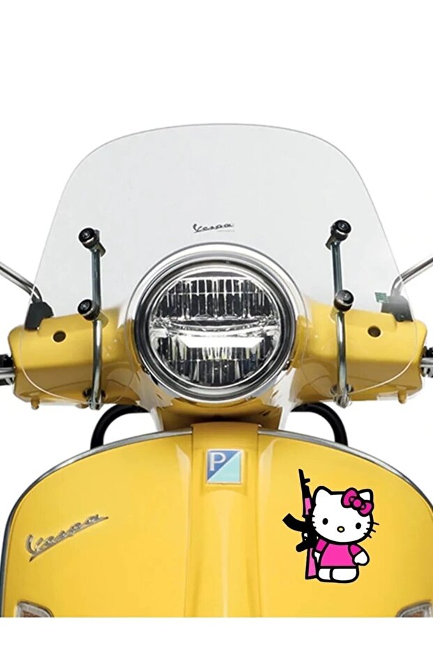 Hello Kity Car, Motorcycle, Helmet, Laptop, Glass Sticker 14x10 Cm