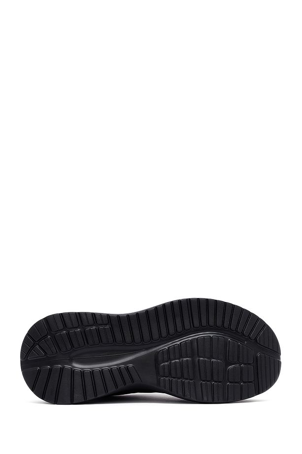 Erkek Siyah Bağcıklı Kalın Tabanlı Kumaş Sneaker 25SFD69226F - 4