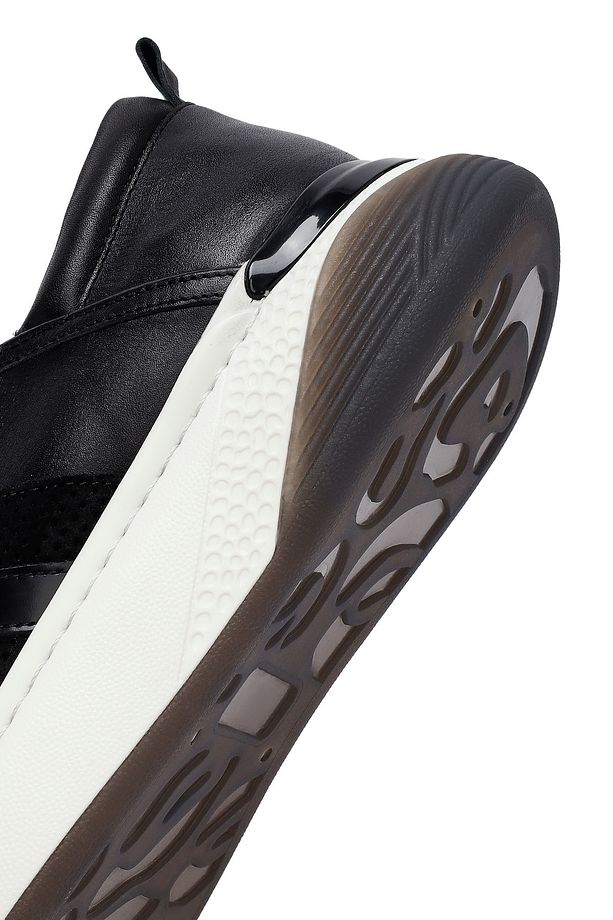 Erkek Siyah Bağcıklı Kalın Tabanlı Deri Sneaker 25SFD688518 - 8