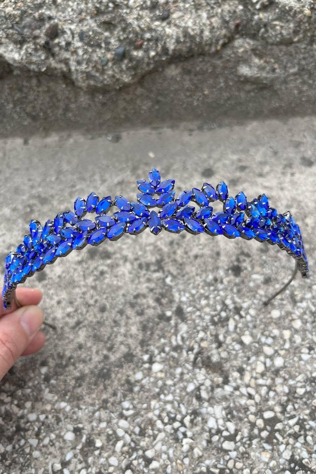 Silvana Cobalt Blue Bridal Henna Crown High Quality Special Occasion Accessory Women's Crown Hair Accessory