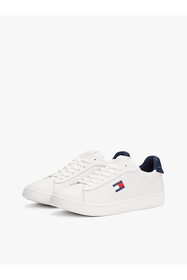 Erkek Düşük Bilekli Logo Bayraklı Deri Beyaz Sneaker EM0EM01596-0G1 - 3