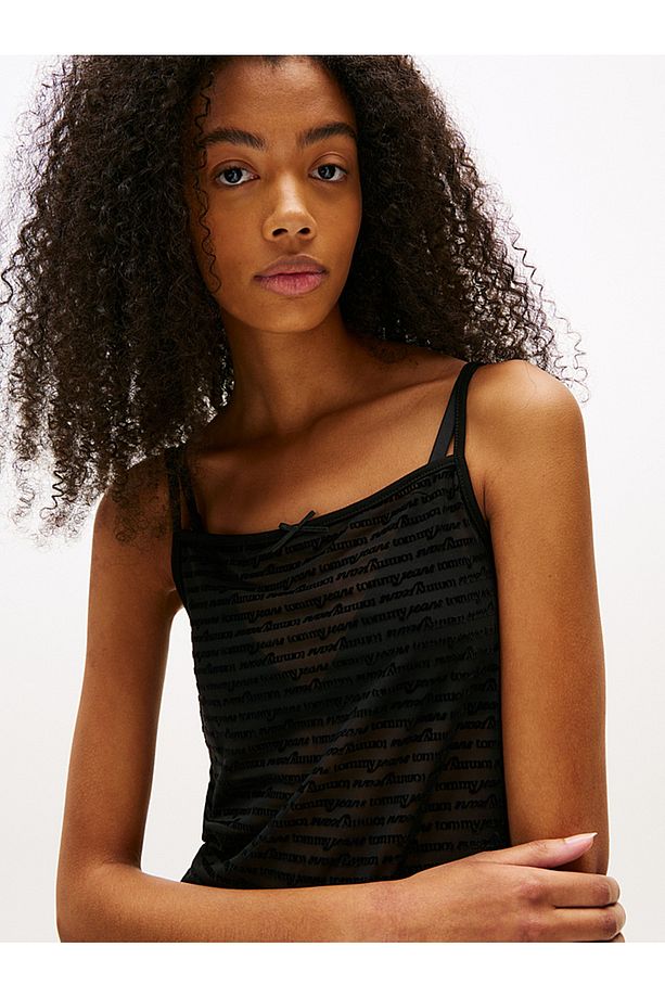 Mesh Repeat Logo Spaghetti Strap Top - 3