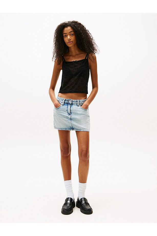 Mesh Repeat Logo Spaghetti Strap Top - 4