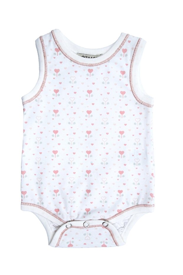 Organic Heart Patterned Sleeveless Baby Girl Tank Top Body