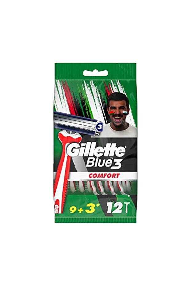 Blue 3 Comfort Lubrastrip Disposable Triple Blade Men's Razors (9+3 Free)