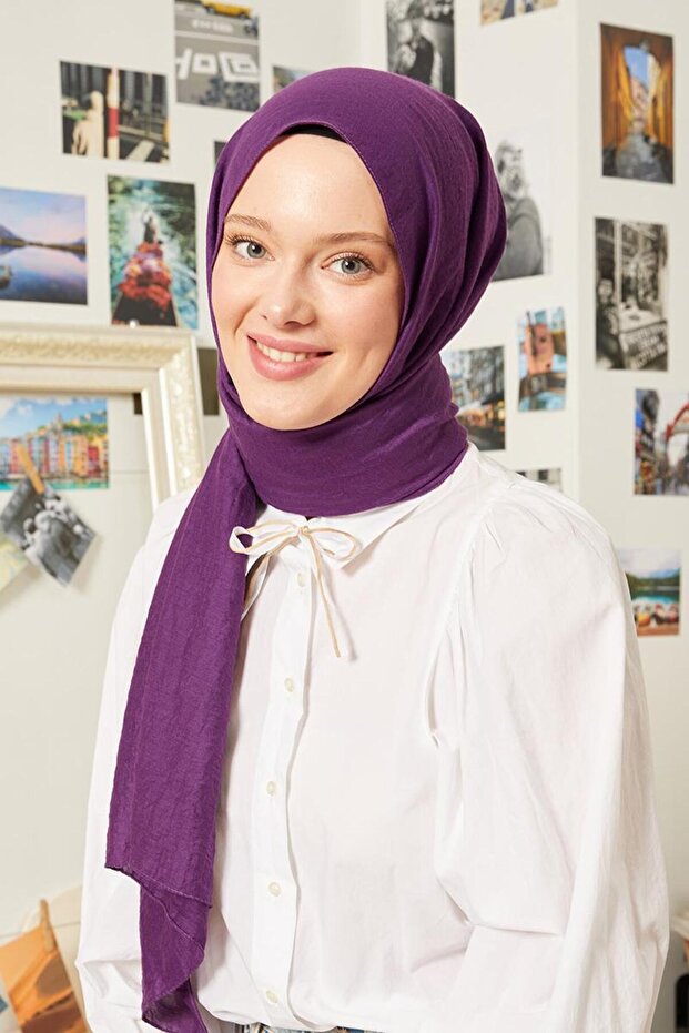 Mor Touch Pamuk Şal - 3