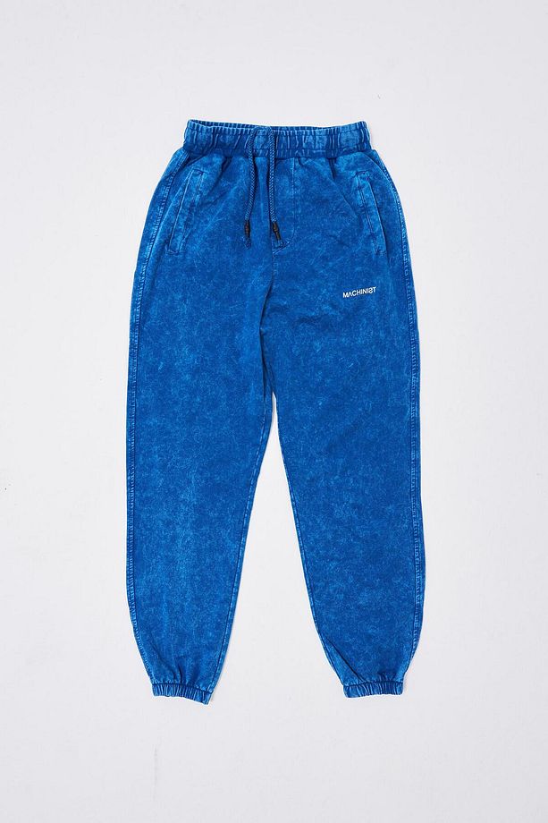 Erkek Luxury Basic Yıkamalı Jogger Eşofman Altı Indıgo Spotted - 8