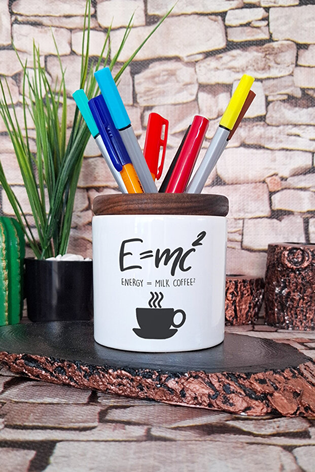 E=mc2 حامل أقلام سيراميك مطبوع على شكل هدية لطلاب الكيمياء الممتعة ومنظم سطح المكتب