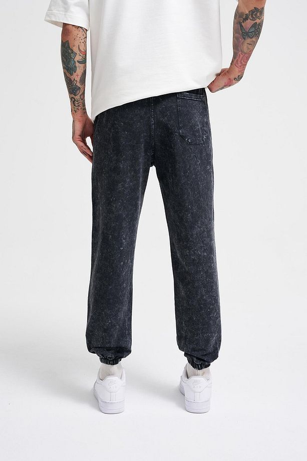 Erkek Luxury Basic Yıkamalı Jogger Eşofman Altı Asphalt Spotted - 5