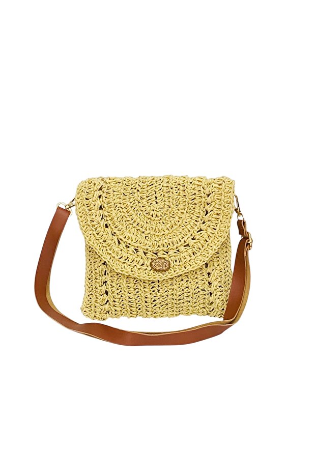 Women's Handmade Handmade Paper Rope Postman Medium Size Shoulder Bag