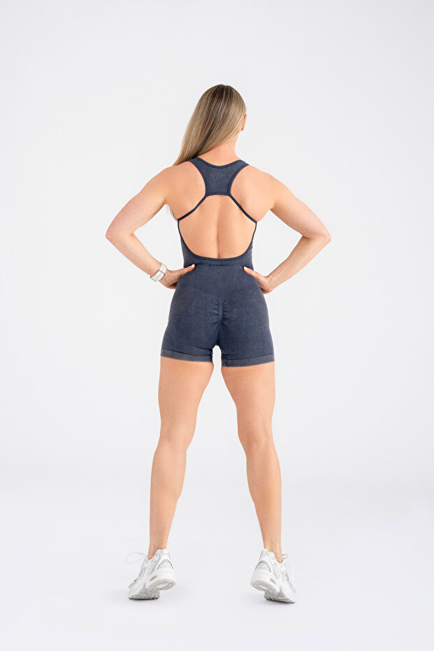 Asit Push-up detaylı spor şort tulum - 5