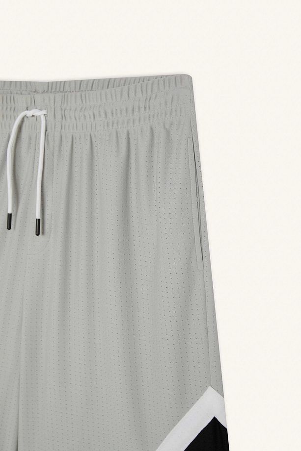 E4128 Gri DeFactoFit Hızlı Kuruyan Oversize Geniş Kalıp Sporcu Kısa Paça Şort - 8