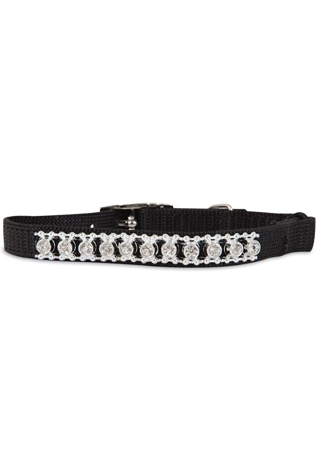 PETMATE CAT ELASTIC COLLAR 3/8 X 8-10" BLACK BLING