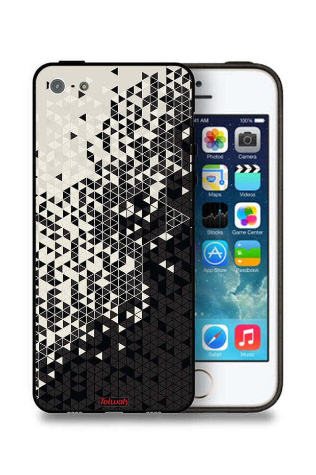 غطاء حماية لجهاز Apple iPhone 5/5s/SE بنمط مثلث فني رقمي