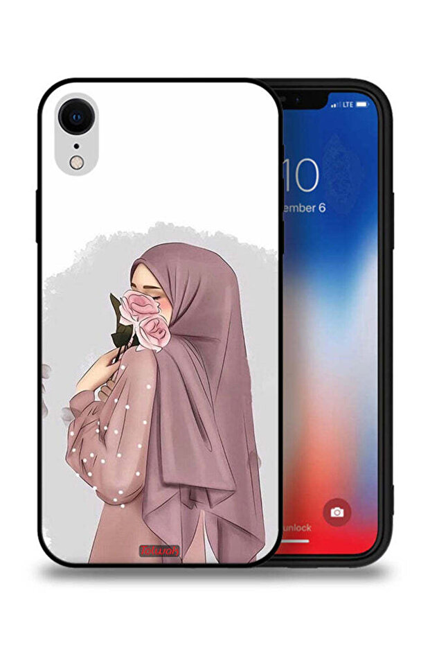 غطاء حماية لجهاز آيفون XR من آبل، يحمل صورة فتاة تحمل ورودًا