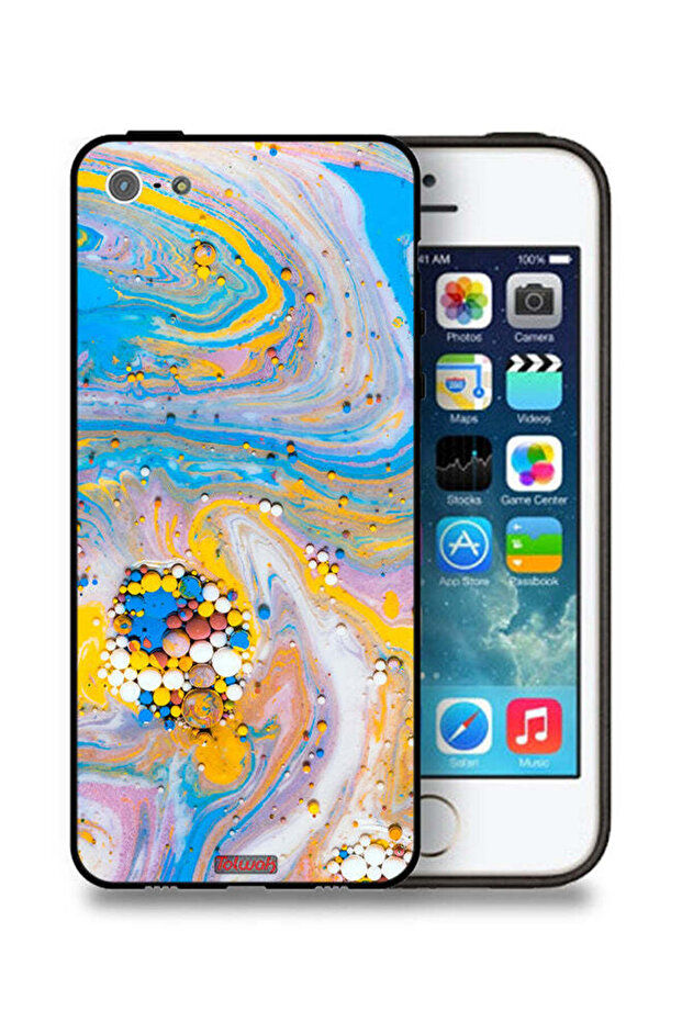 غطاء حماية لجهاز Apple iPhone 5/5s/SE بأحجار كريمة ملونة تجريدية