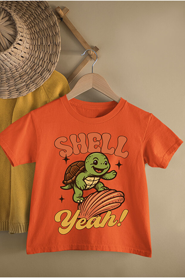 Skateboarder Turtle Printed Cotton Crew Neck Short Sleeve Youth and Children's Tshirt
