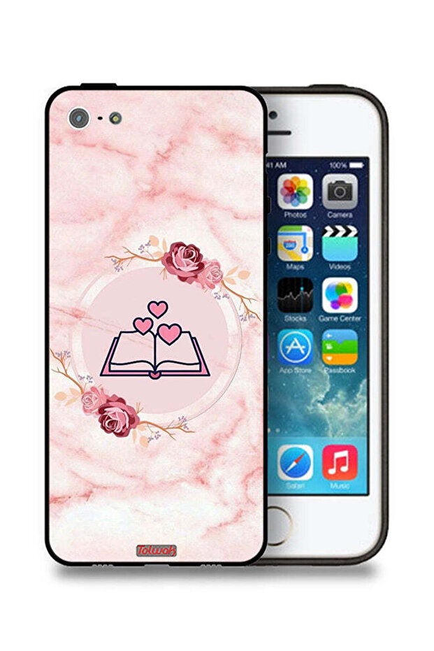 غطاء حماية لجهاز Apple iPhone 5/5s/SE بتصميم ثلاثة قلوب على كتاب