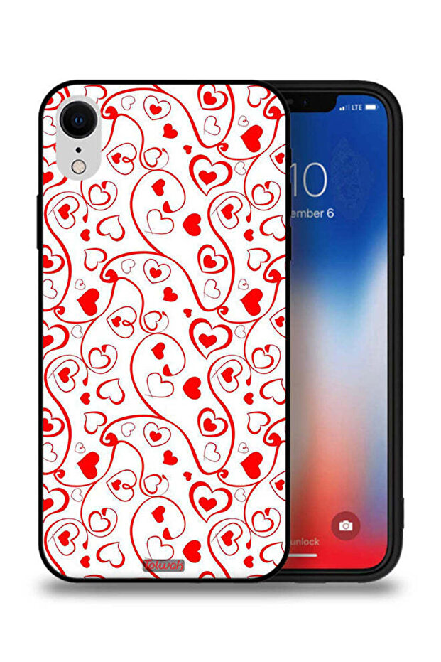 غطاء حماية لهاتف Apple iPhone XR بنقشة قلوب