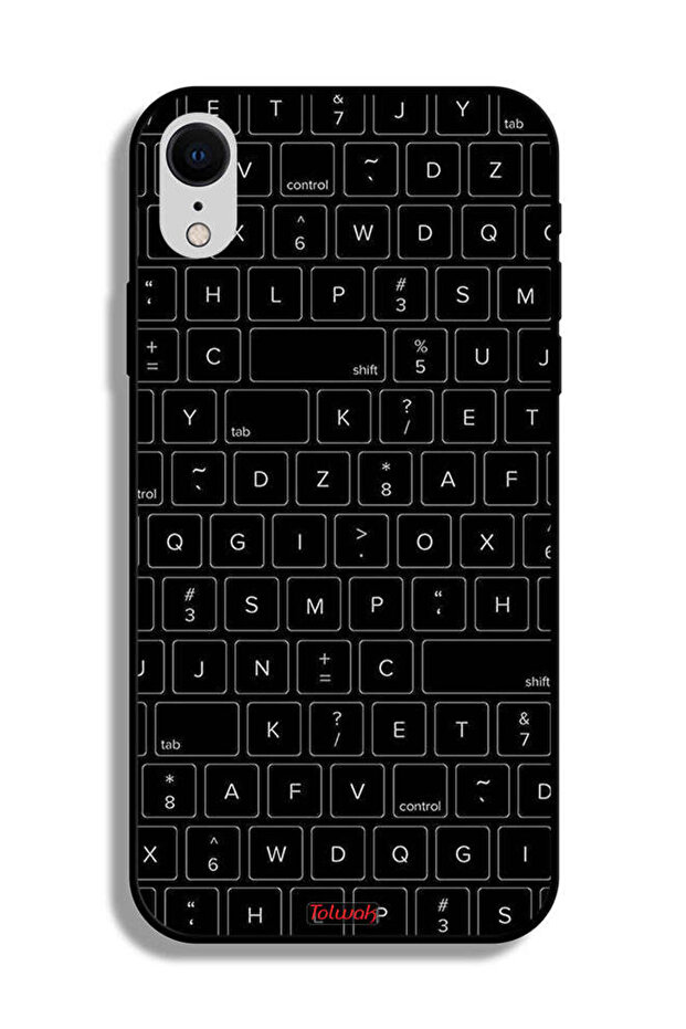 جراب حماية لجهاز Apple iPhone XR بنمط مفاتيح لوحة المفاتيح العشوائية - 2