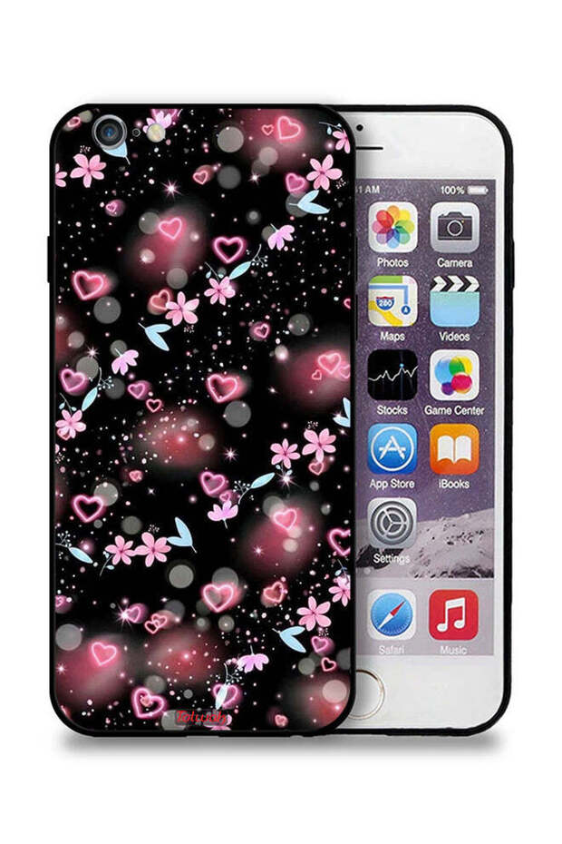 غطاء حماية لجهاز Apple iPhone 6 Plus/6s Plus برسومات قلوب وزهور صغيرة