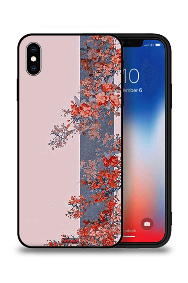 غطاء حماية لجهاز Apple iPhone XS Max برسومات أوراق الشجر والزهور