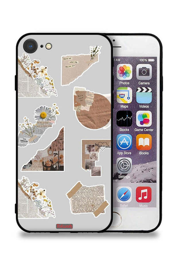 غطاء حماية لجهاز Apple iPhone 7 مصنوع من قطع من الملصقات الورقية