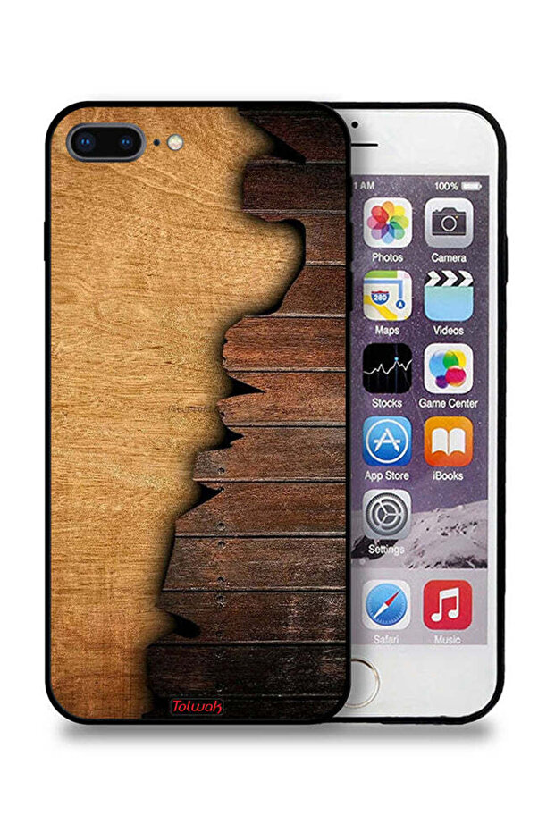 جراب حماية لجهاز Apple iPhone 8 Plus بنمط خشبي عتيق - 1
