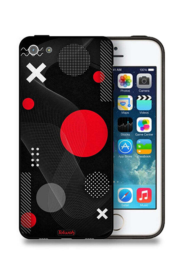 جراب حماية لجهاز Apple iPhone 5/5s/SE بنمط دائري ومتقاطع