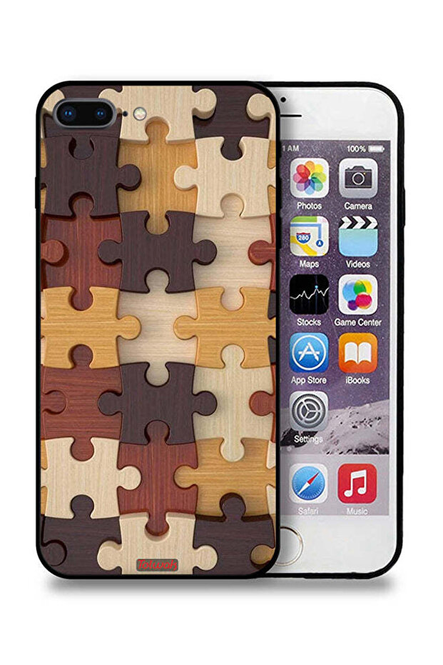 غطاء حماية لجهاز Apple iPhone 7 Plus بنمط خشبي - 1