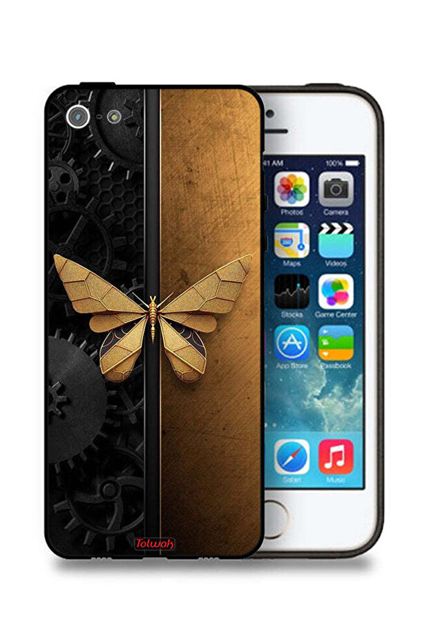 غطاء حماية من الفولاذ بتصميم فراشة لهاتف Apple iPhone 5/5s/SE