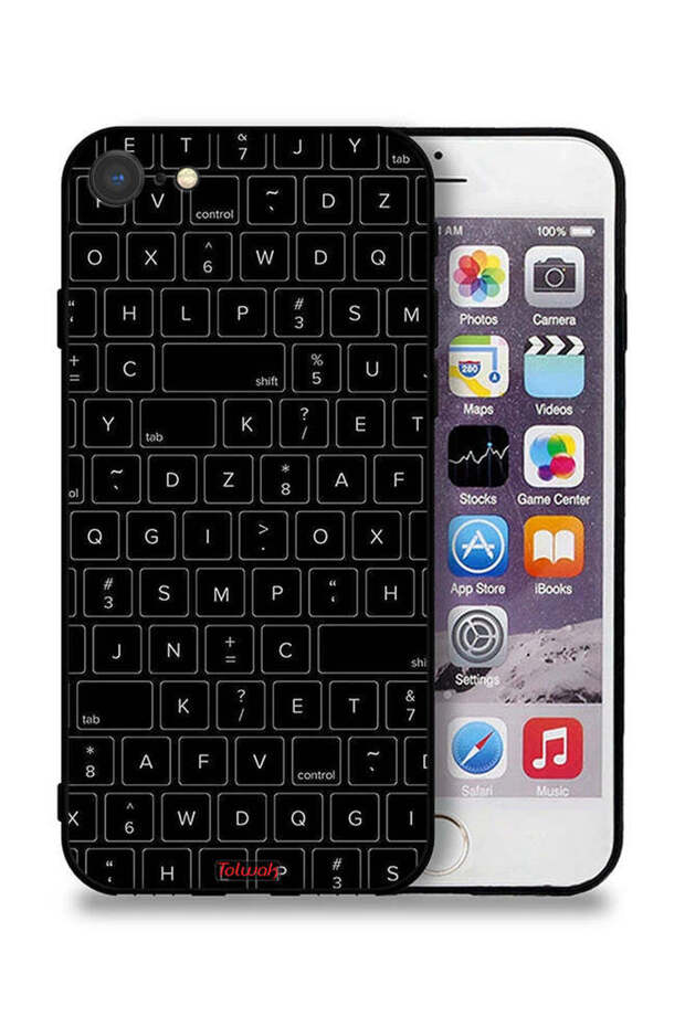 جراب حماية لجهاز Apple iPhone 8 بنمط مفاتيح لوحة المفاتيح العشوائية - 1